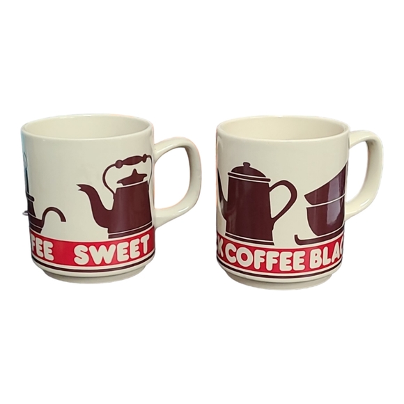 2 VINTAGE Sweet Coffee & Coffe Black Mugs - Picture 6 of 16